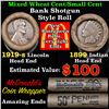 Image 1 : Mixed small cents 1c orig shotgun roll, 1919-s Wheat Cent, 1899 Indian Cent other end, McDonalds Wra