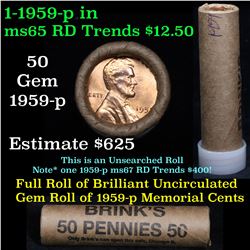 Uncirculated 1c orig shotgun roll, 1956-p  In Old Brinks wrapper  Grades