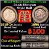 Image 1 : Mixed small cents 1c orig shotgun roll, 1919-d Wheat Cent, 1899 Indian Cent other end, McDonalds Wra