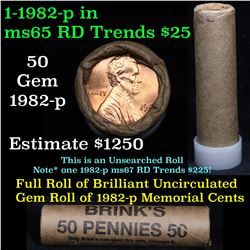 Uncirculated 1c orig shotgun roll, 1982-p  In Old Brinks wrapper  Grades