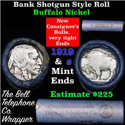 Buffalo Nickel Shotgun Roll in Old Bank Style 'Bell Telephone'  Wrapper 1919 & s Mint Ends Grades
