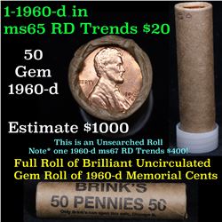 Uncirculated 1c orig shotgun roll, 1960-d  In Old Brinks wrapper  Grades