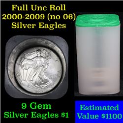 Roll of Silver Eagle $1 2000-2009 9 coins Grades