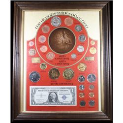 Framed Bicentenial Collection 32 pieces Grades