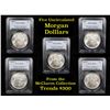 Image 1 : 5 Unc Morgan $1 Graded By PCGS Mixed Dates From The McClaren Collection Grades