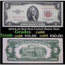 1953A $2 Red Seal United States Note Grades Gem+ CU