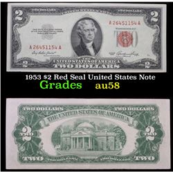 1953 $2 Red Seal United States Note Grades Choice AU/BU Slider