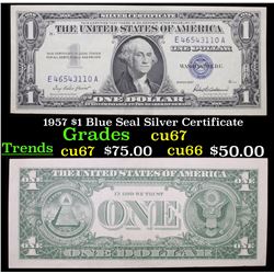 1957 $1 Blue Seal Silver Certificate Grades Gem++ CU