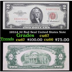 1953A $2 Red Seal United States Note Grades Gem++ CU