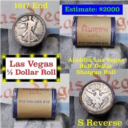 ***Auction Highlight*** Old Casino 50c Roll $10 In Halves Aladdin Hotel Las Vegas 1927 Walker & 's' 
