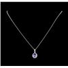 Image 2 : 2.30 ctw Tanzanite and Diamond Pendant With Chain - 14KT White Gold