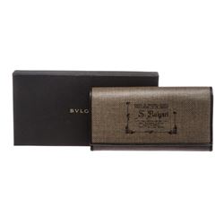 Bvlgari Dark Brown Coated Canvas Graphic Print Long Wallet