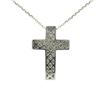 Image 5 : 14K White Gold 0.51 ctw Micro Pave Diamond Cross Pendant w/ 18" Cable Link Chain