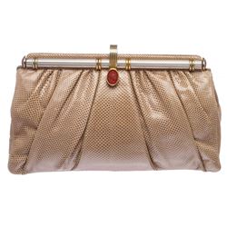 Judith Leiber Beige Snakeskin Clutch