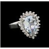 3.10 ctw Aquamarine and Diamond Ring - 14KT White Gold