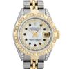 Image 1 : Rolex Ladies 2 Tone 14K MOP Sapphire & Pyramid Diamond Datejust Wriswatch