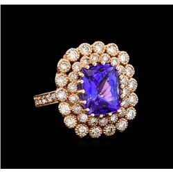 14KT Rose Gold 5.95 ctw Tanzanite and Diamond Ring