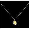 Image 2 : 3.78 ctw Opal and Diamond Pendant - 14KT Yellow Gold