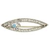 Art Deco 14K White Gold Filigree Marquise Shape Enamel Flower Brooch Pin
