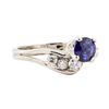 0.92 ctw Blue Sapphire and Diamond Ring - 14KT White Gold
