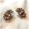 Image 1 : Vintage Sarah Coventry Pink Enamel & Crystal Floral Clip On Earrings