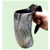 Image 2 : Viking-style Carved Ox Horn Wolf Mug