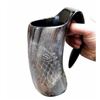 Image 3 : Viking-style Carved Ox Horn Wolf Mug
