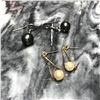 Image 1 : Two Pairs Vintage Gold & Silver Pearl Earrings