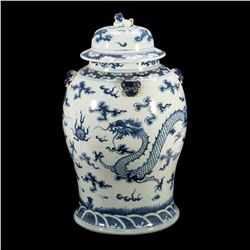 A 18th-/19th century blue and white 'dragon' jar