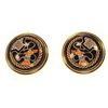 Hermes gold tone enamel clip earrings