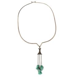 Jane Wiberg mid-century turquoise, silver necklace