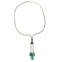 Jane Wiberg mid-century turquoise, silver necklace