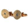 Pair of vintage sapphire and 14k gold cufflinks