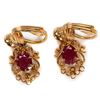 Image 1 : Pair of ruby and 14k gold earrings
