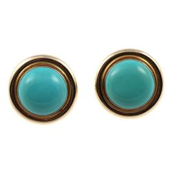 Pair of turquoise and 14k gold earrings