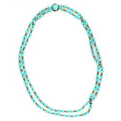 Turquoise and 14k gold double strand necklace
