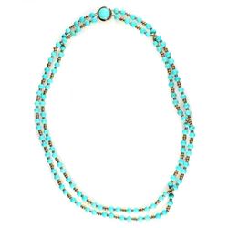 Turquoise and 14k gold double strand necklace