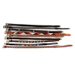 Collection of 9 Southwest leather belts