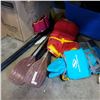 Image 1 : LOT OF PADDLES W/ 3 LIFE JACKETS