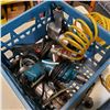 Image 2 : BLUE CRATE OF PNEUMATIC DRILL, PAINT SPRAYER, ELECTRIC ANGLE GRINDER, AND DRILLS