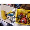 Image 1 : YELLOW CRATE W/ MAKITA SAWZALL, TROUBLE LIGHTS, AIR GRINDER