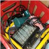 Image 2 : RED CRATE OF POWER TOOLS, PAINT SPRAYER, AND SHOP LIGHT