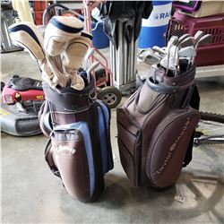 TAYLORMADE AND CALLAWAY GOLF BAG W/ DUNLOP AND OTHER CLUBS