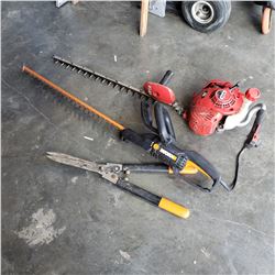 SHINDAIWA GAS POWERED HEDGER, WORX ELECTRIC HEDGER, AND PRUNER