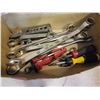Image 2 : LOT OF WRENCHES, PROPANE TORCH, TIMING LIGHT, VACUUM GAUGE, AND TESTER AND 2 JERRY CANS