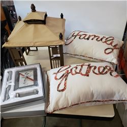 MINI GAZEBO, 2 THROW PILLOWS, AND BAPTISM PICTURE FRAME SETS