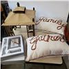 Image 1 : MINI GAZEBO, 2 THROW PILLOWS, AND BAPTISM PICTURE FRAME SETS