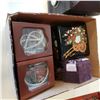 Image 2 : TRAY OF JEWELLERY IN BOXES AND CLOCK DRESSER BOX...