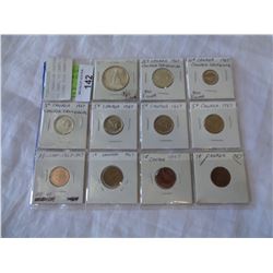 11 CANADIAN CENTENNIAL COINS 50 CENT, 25 CENT, 10 CENT .800 SILVER PLUS RABBITS 5 CENT DOVE 1 CENT