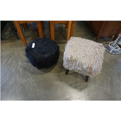 2 DECORATIVE OTTOMANS -1 ROUND, 1 SQUARE